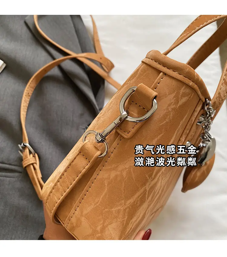 Women's Brown Satchel Shoulder Bag with Chain Strap — feature 6