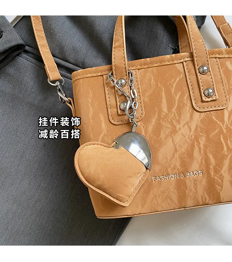 Women's Brown Satchel Shoulder Bag with Chain Strap — feature 9