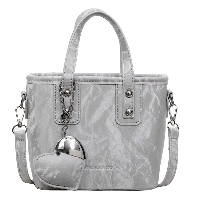 Women's Brown Satchel Shoulder Bag with Chain Strap - Image 2