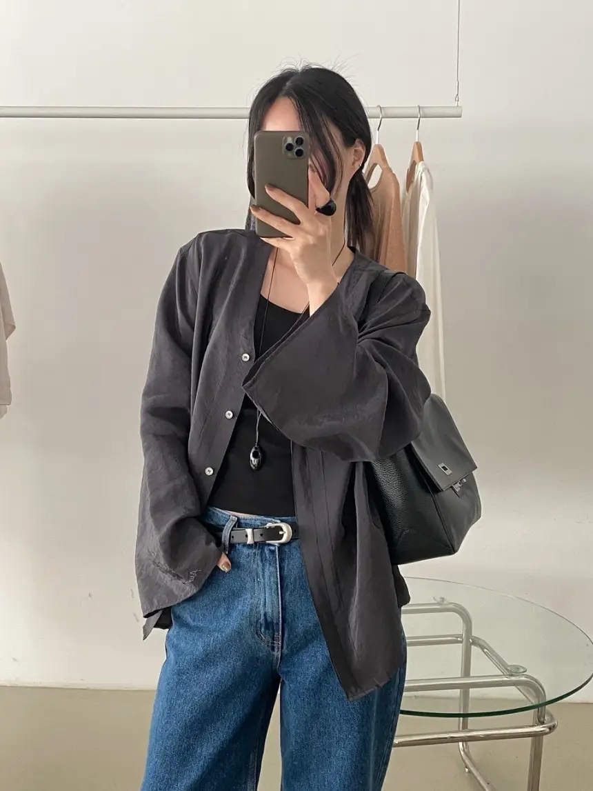 Women Blue Wide Leg Jeans with High Waist Korean Style Outfit — feature 8