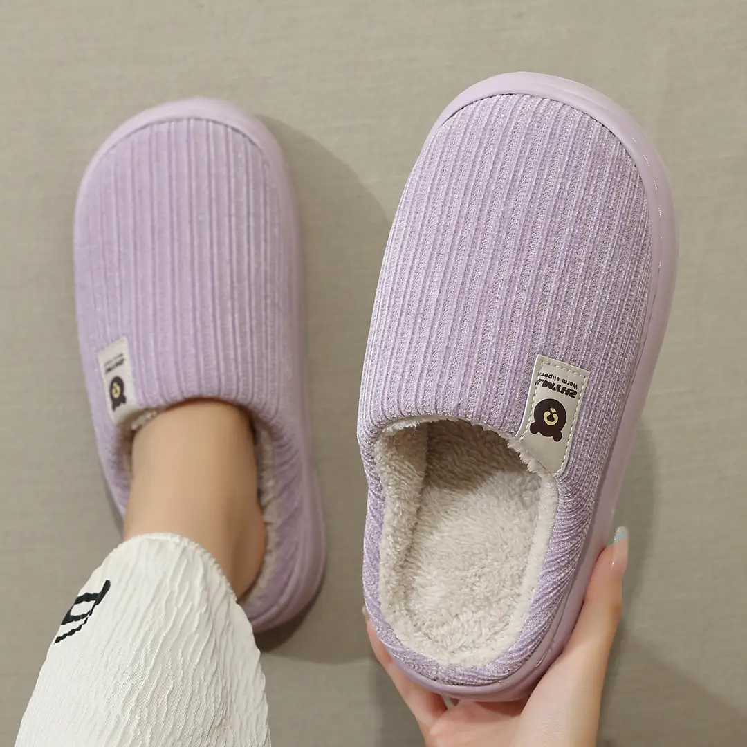 New Autumn and Winter Cotton Slippers for Men, Thick and Warm Plush Indoor Slippers for Home Use, Large Size Soft-Soled Cotton Slippers for Women, Wholesale - Image 9