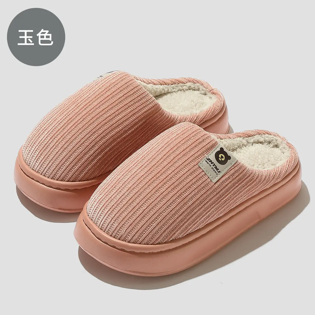 New Autumn and Winter Cotton Slippers for Men, Thick and Warm Plush Indoor Slippers for Home Use, Large Size Soft-Soled Cotton Slippers for Women, Wholesale - Image 4