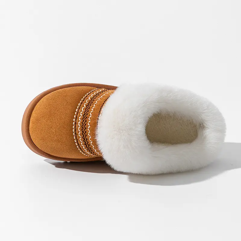 Women's Pink Plush Wool Slippers Warm Winter - Image 14