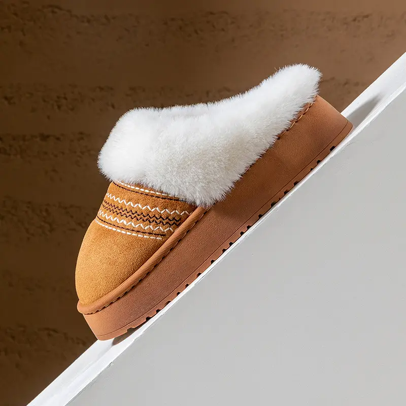 Women's Pink Plush Wool Slippers Warm Winter - Image 15