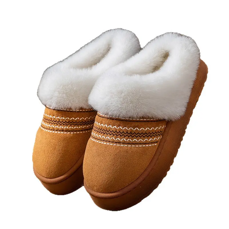Women's Pink Plush Wool Slippers Warm Winter - Image 16
