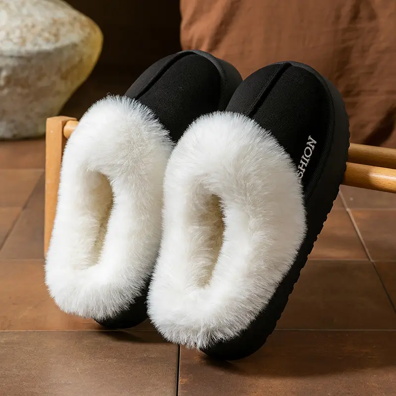 Women's Pink Plush Wool Slippers Warm Winter - Image 6