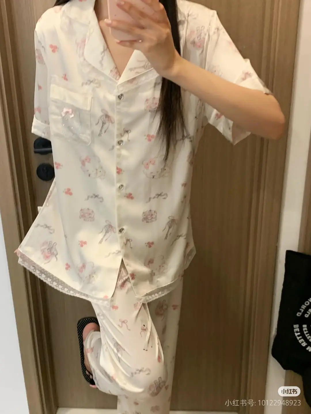 Ice Silk Pajamas for Women for All Seasons, New Cute Deer, Sweet Lace Home Clothes, Thin Casual Gift Set Plus Hair Tie — feature 8