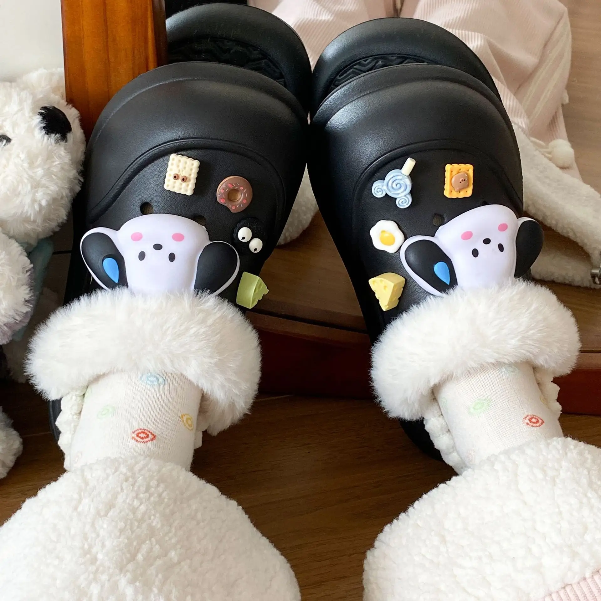 Cartoon Dog Furry Slippers Women Winter Warm - Image 47