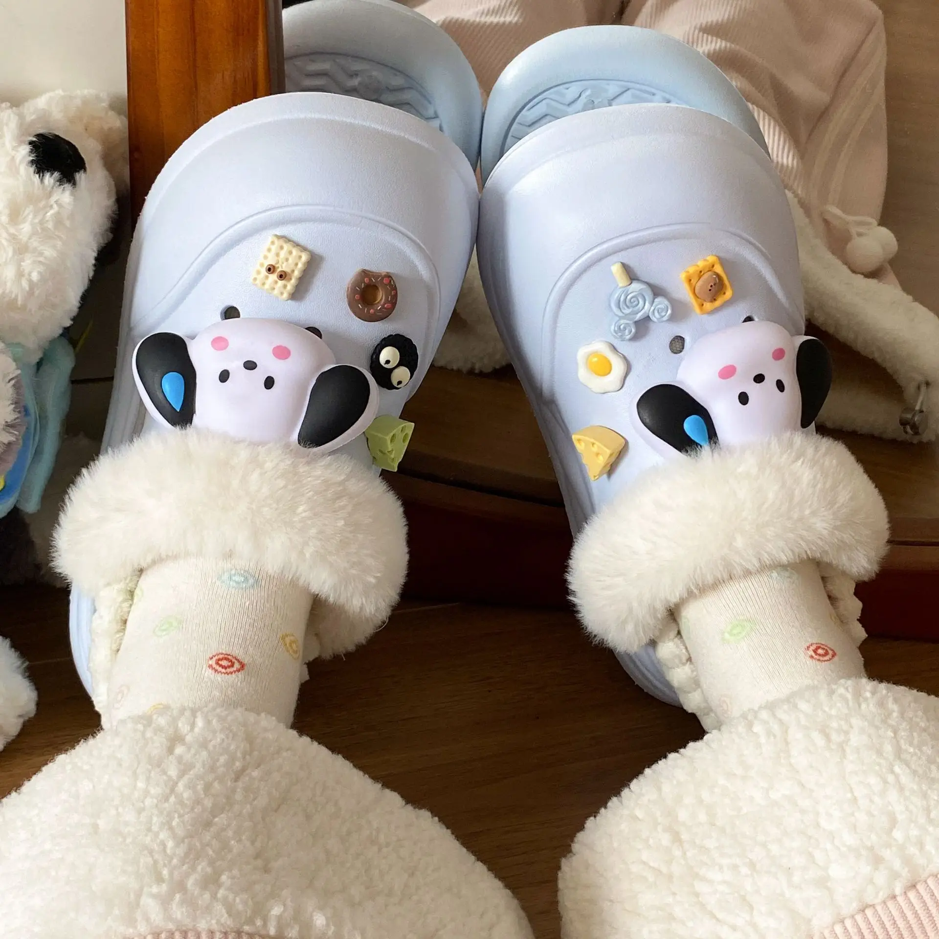 Cartoon Dog Furry Slippers Women Winter Warm - Image 48
