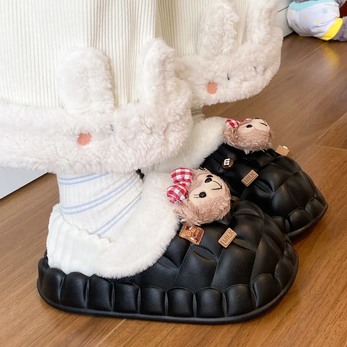 Fleece Lined Warm Cotton Slippers for Women — feature 46
