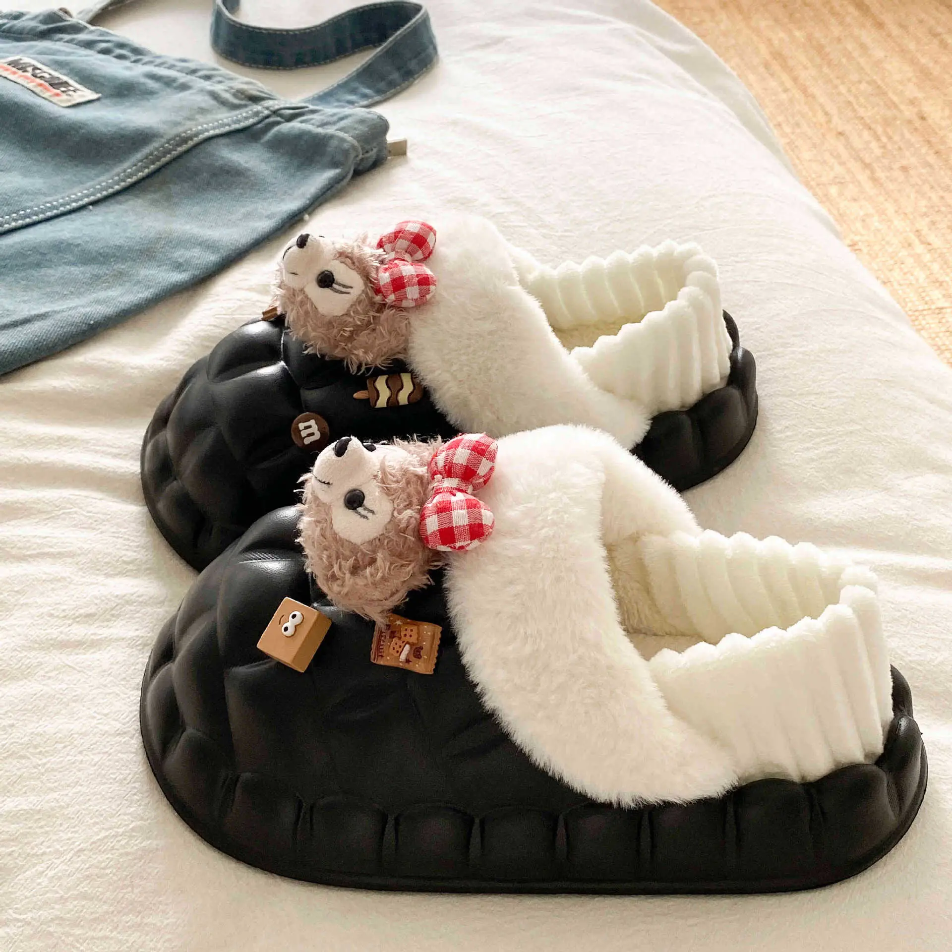Fleece Lined Warm Cotton Slippers for Women - Image 2