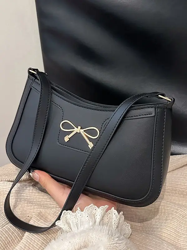 Women's Bow Handbag Brown Leather Shoulder Bag - Image 7