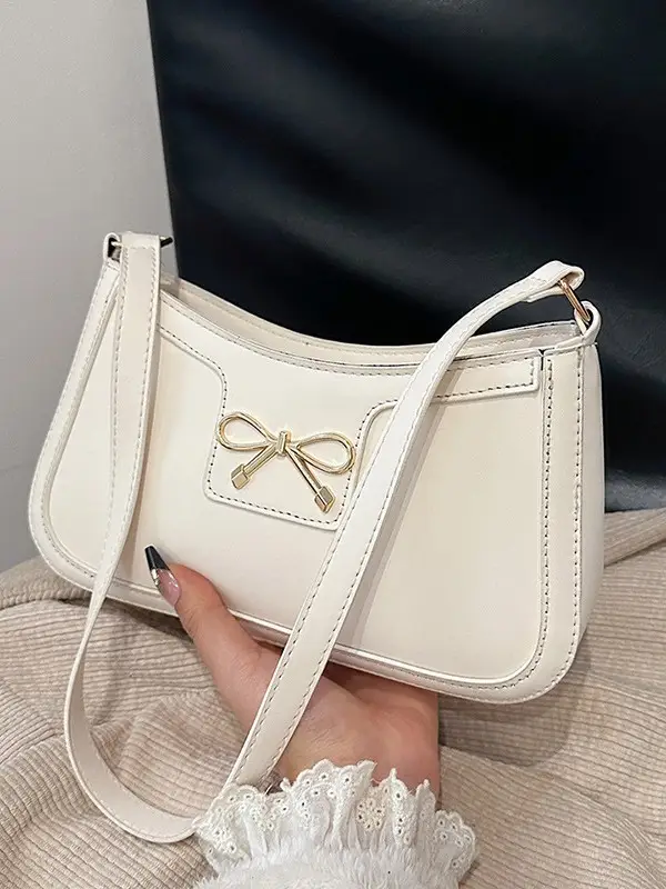 Women's Bow Handbag Brown Leather Shoulder Bag - Image 8
