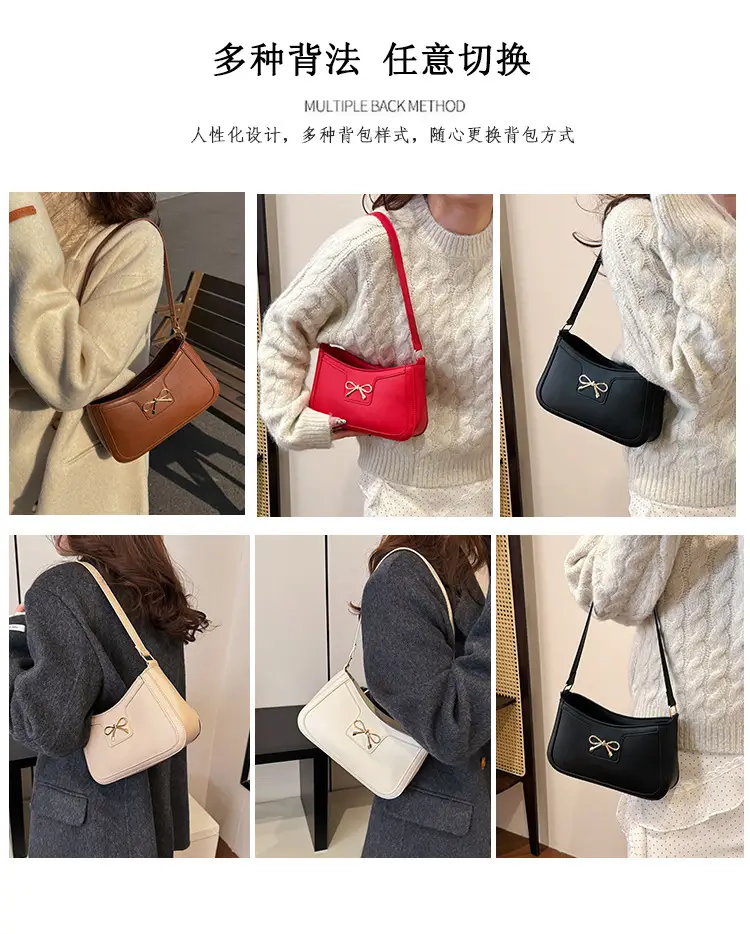 Women's Bow Handbag Brown Leather Shoulder Bag — feature 10