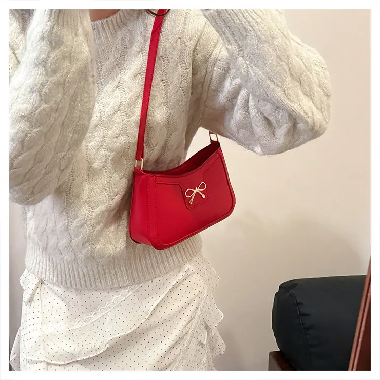 Women's Bow Handbag Brown Leather Shoulder Bag — feature 12