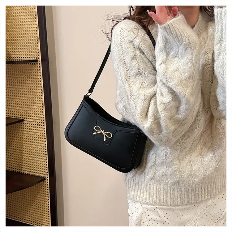 Women's Bow Handbag Brown Leather Shoulder Bag — feature 15