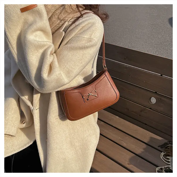Women's Bow Handbag Brown Leather Shoulder Bag — feature 19