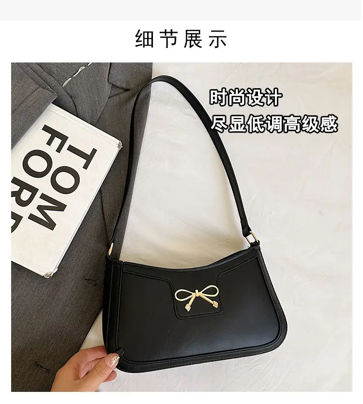 Women's Bow Handbag Brown Leather Shoulder Bag — feature 3