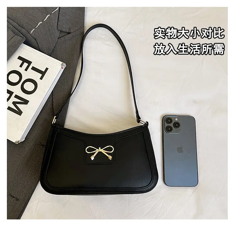Women's Bow Handbag Brown Leather Shoulder Bag — feature 5