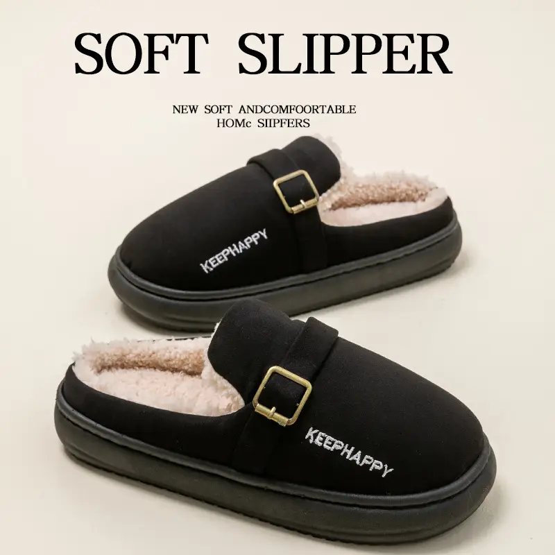 Men's Birkenstock Cotton Shoes Autumn and Winter Indoor Home Thick-Soled Non-Slip Fleece-Lined Warm Couple Retro Outer Cotton Slippers - Image 16
