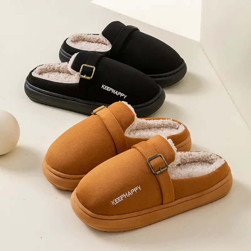 Men's Birkenstock Cotton Shoes Autumn and Winter Indoor Home Thick-Soled Non-Slip Fleece-Lined Warm Couple Retro Outer Cotton Slippers - Image 17