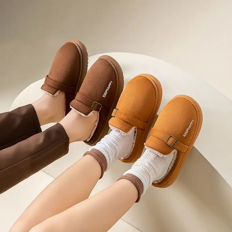 Men's Birkenstock Cotton Shoes Autumn and Winter Indoor Home Thick-Soled Non-Slip Fleece-Lined Warm Couple Retro Outer Cotton Slippers - Image 18