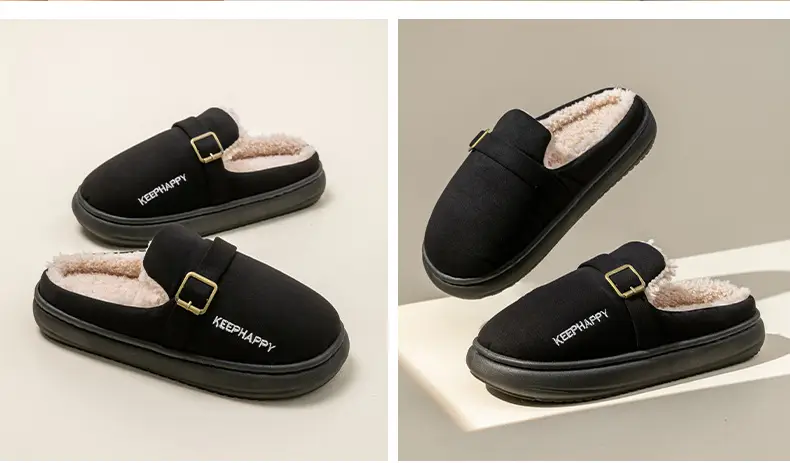 Men's Birkenstock Cotton Shoes Autumn and Winter Indoor Home Thick-Soled Non-Slip Fleece-Lined Warm Couple Retro Outer Cotton Slippers — feature 12