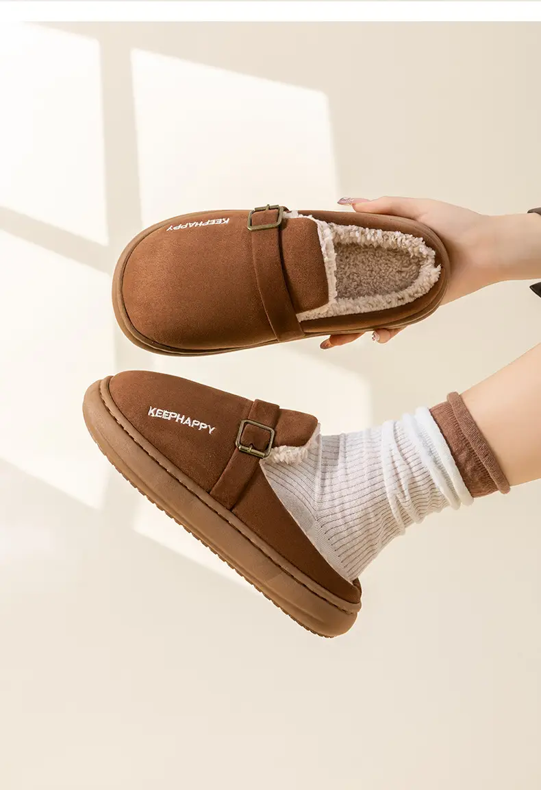 Men's Birkenstock Cotton Shoes Autumn and Winter Indoor Home Thick-Soled Non-Slip Fleece-Lined Warm Couple Retro Outer Cotton Slippers — feature 15
