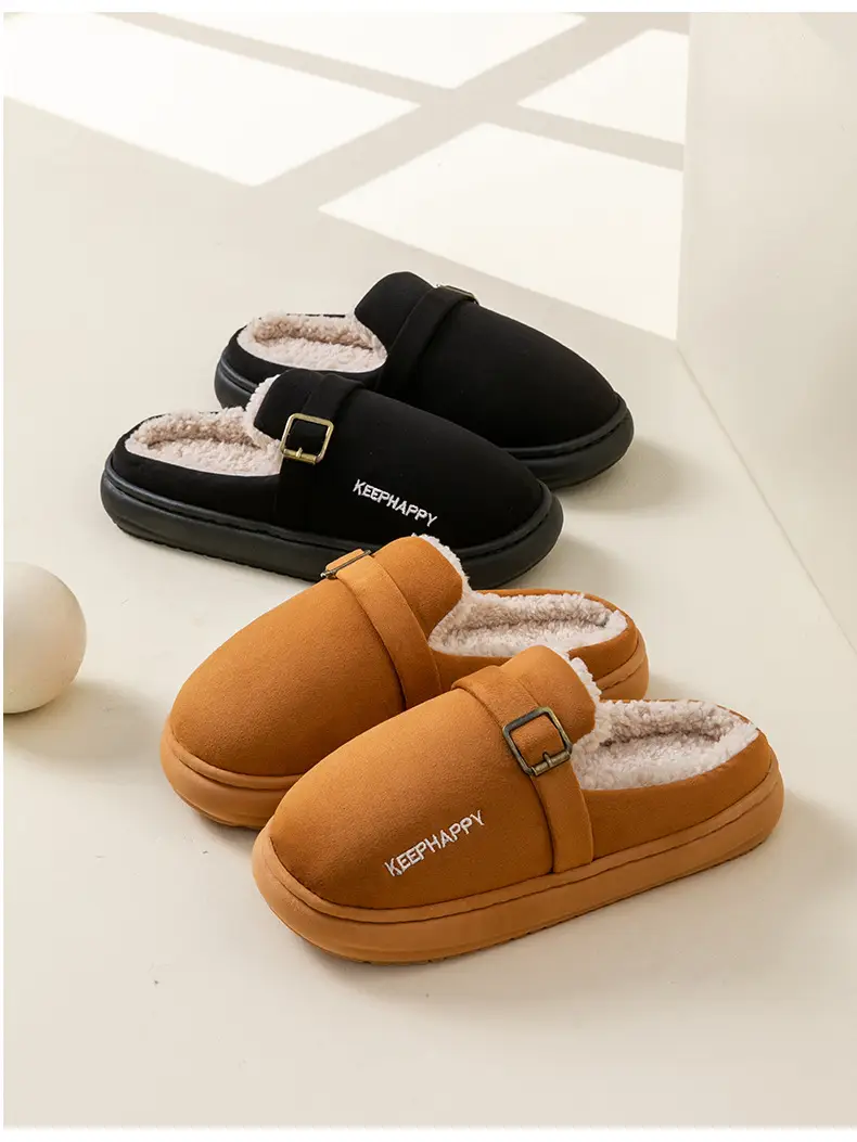 Men's Birkenstock Cotton Shoes Autumn and Winter Indoor Home Thick-Soled Non-Slip Fleece-Lined Warm Couple Retro Outer Cotton Slippers — feature 17