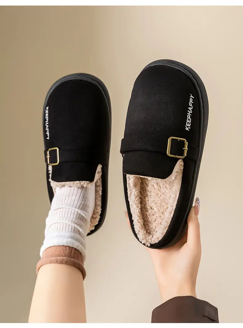 Men's Birkenstock Cotton Shoes Autumn and Winter Indoor Home Thick-Soled Non-Slip Fleece-Lined Warm Couple Retro Outer Cotton Slippers — feature 18