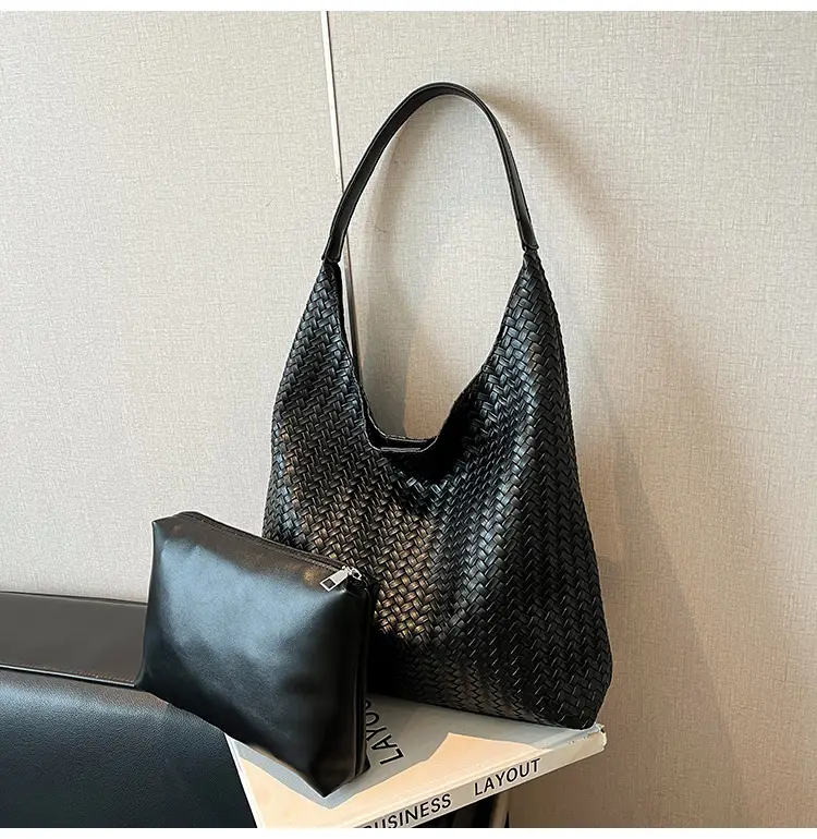 Brown Woven Shoulder Bag for Women Large Capacity — feature 14