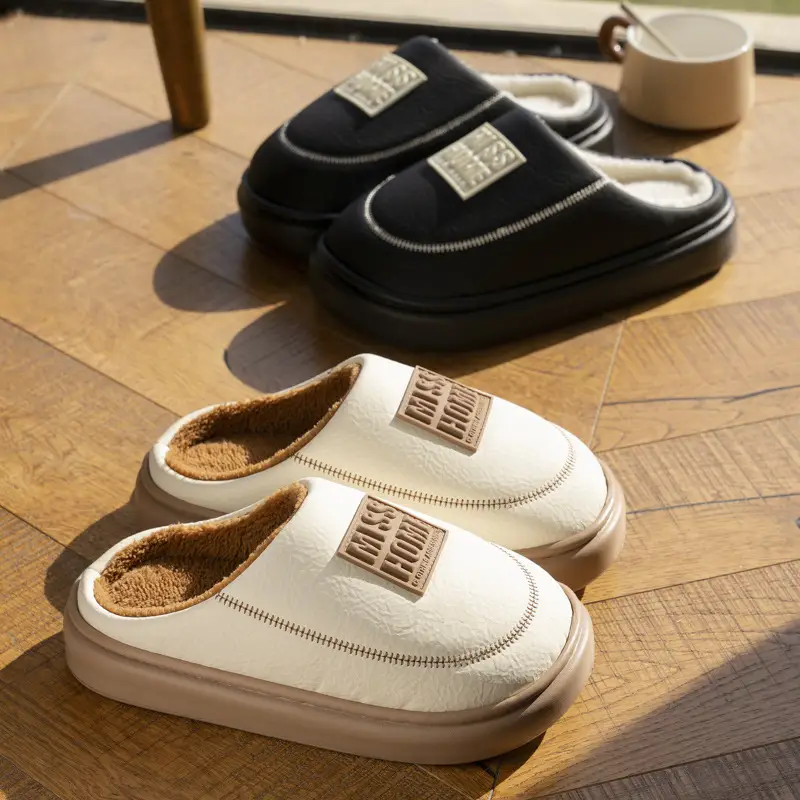 Mingsheng Cotton Slippers for Men 2025 New Winter Home Use Indoor Non-Slip Wear-Resistant Warm Cotton Shoes Fleece-Lined Thick Sole - Image 7