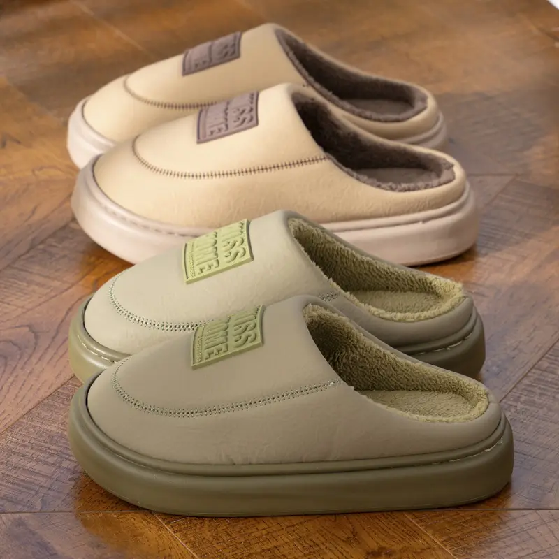 Mingsheng Cotton Slippers for Men 2025 New Winter Home Use Indoor Non-Slip Wear-Resistant Warm Cotton Shoes Fleece-Lined Thick Sole - Image 8