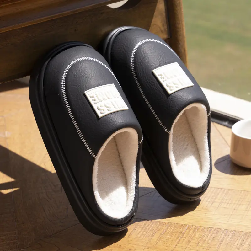 Mingsheng Cotton Slippers for Men 2025 New Winter Home Use Indoor Non-Slip Wear-Resistant Warm Cotton Shoes Fleece-Lined Thick Sole - Image 9