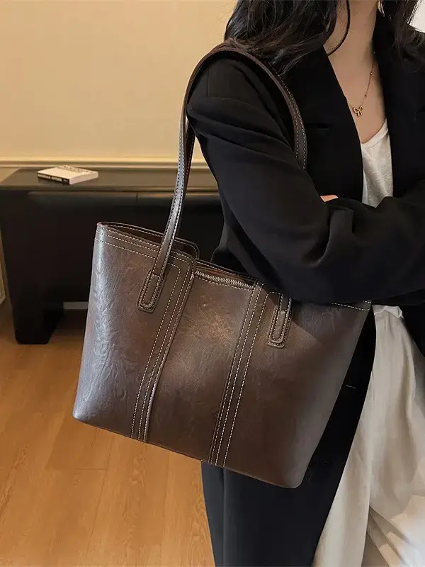 Large Capacity Leather Shoulder Bag for Women 2025