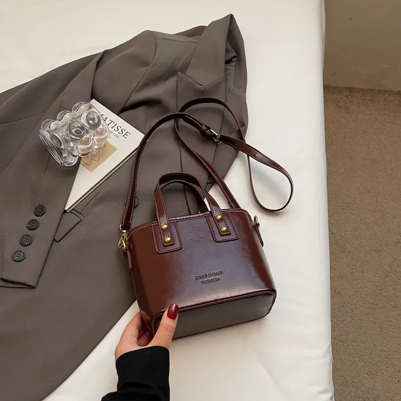 Women's Retro Casual Shoulder Bag Brown Leather 2025 - Image 7