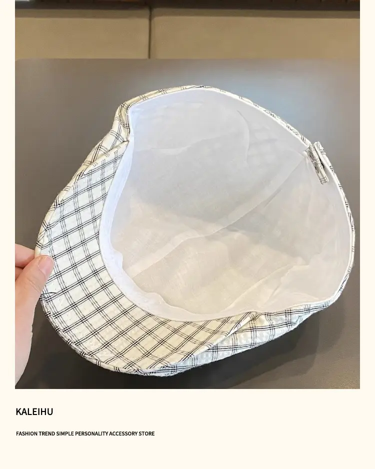 Japanese-Style Plaid Cap for Women Spring Autumn Beret — feature 5