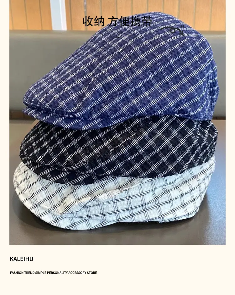 Japanese-Style Plaid Cap for Women Spring Autumn Beret — feature 7