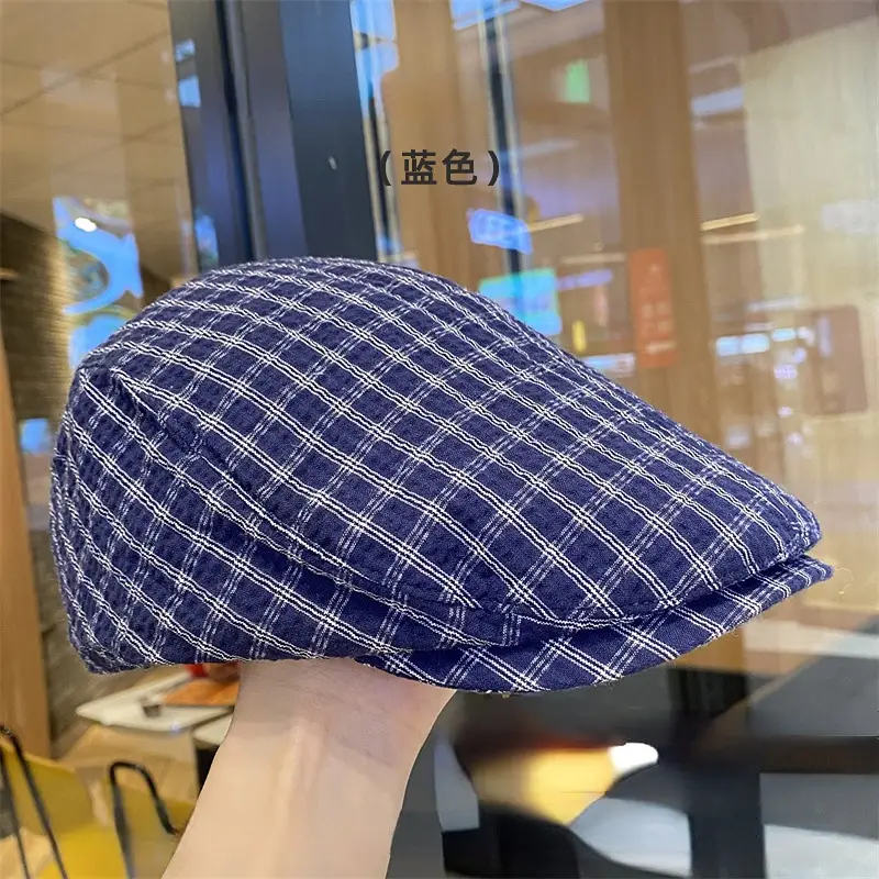 Japanese-Style Plaid Cap for Women Spring Autumn Beret - Image 2