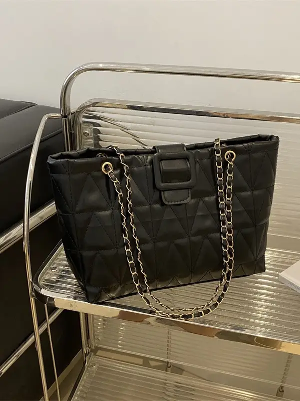 Quilted Chain Bag for Women Tan Niche Commuter Shoulder Tote
