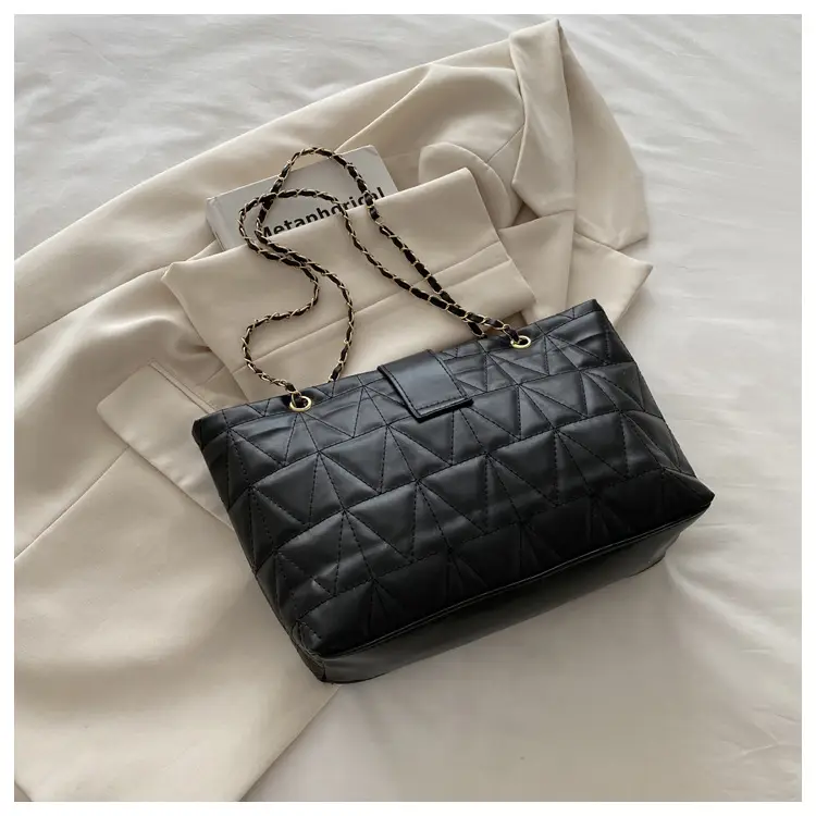 Quilted Chain Bag for Women Tan Niche Commuter Shoulder Tote — feature 12