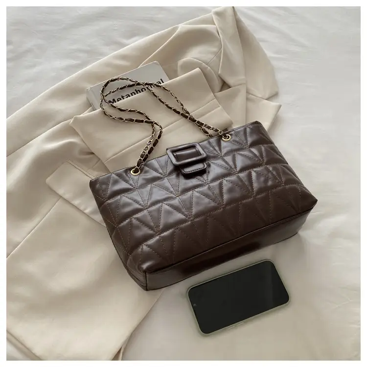 Quilted Chain Bag for Women Tan Niche Commuter Shoulder Tote — feature 20