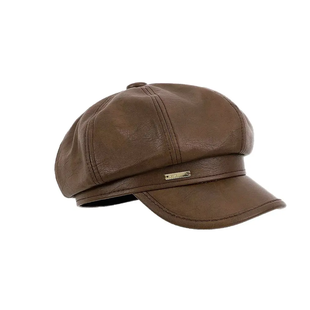 Women Retro Duckbill Hat Brown Faux Fur - Image 8