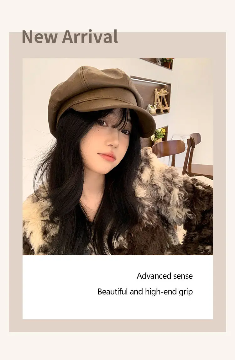 Women Retro Duckbill Hat Brown Faux Fur — feature 4