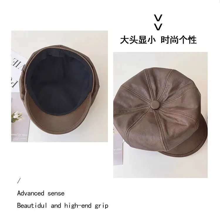 Women Retro Duckbill Hat Brown Faux Fur — feature 7