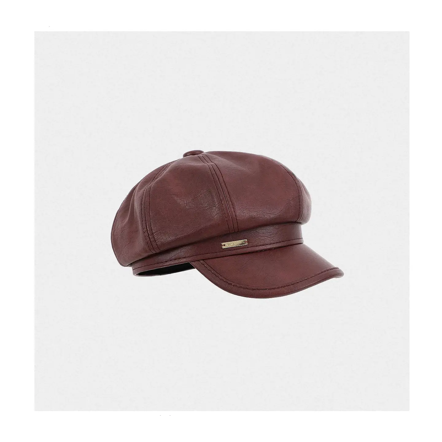 Women Retro Duckbill Hat Brown Faux Fur - Image 3