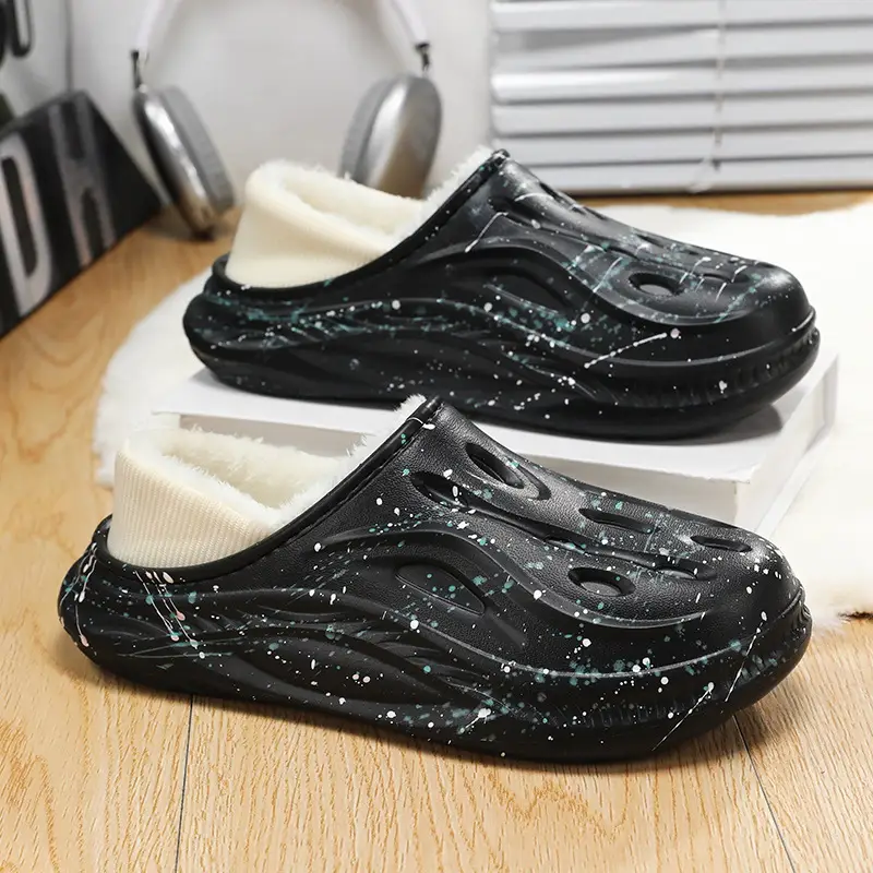 Baotou Cotton Slippers Men's Winter Waterproof Anti-Slip Fleece-Lined Thickeneded Bag Heel Soft Bottom Sports Indoor Student Warm Cotton Shoes