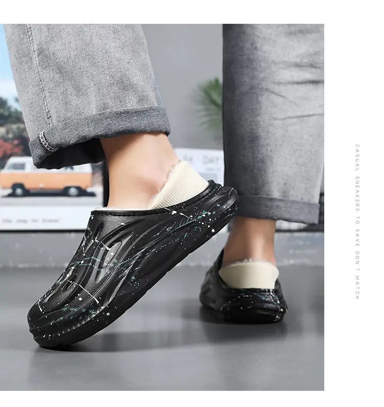 Baotou Cotton Slippers Men's Winter Waterproof Anti-Slip Fleece-Lined Thickeneded Bag Heel Soft Bottom Sports Indoor Student Warm Cotton Shoes — feature 17