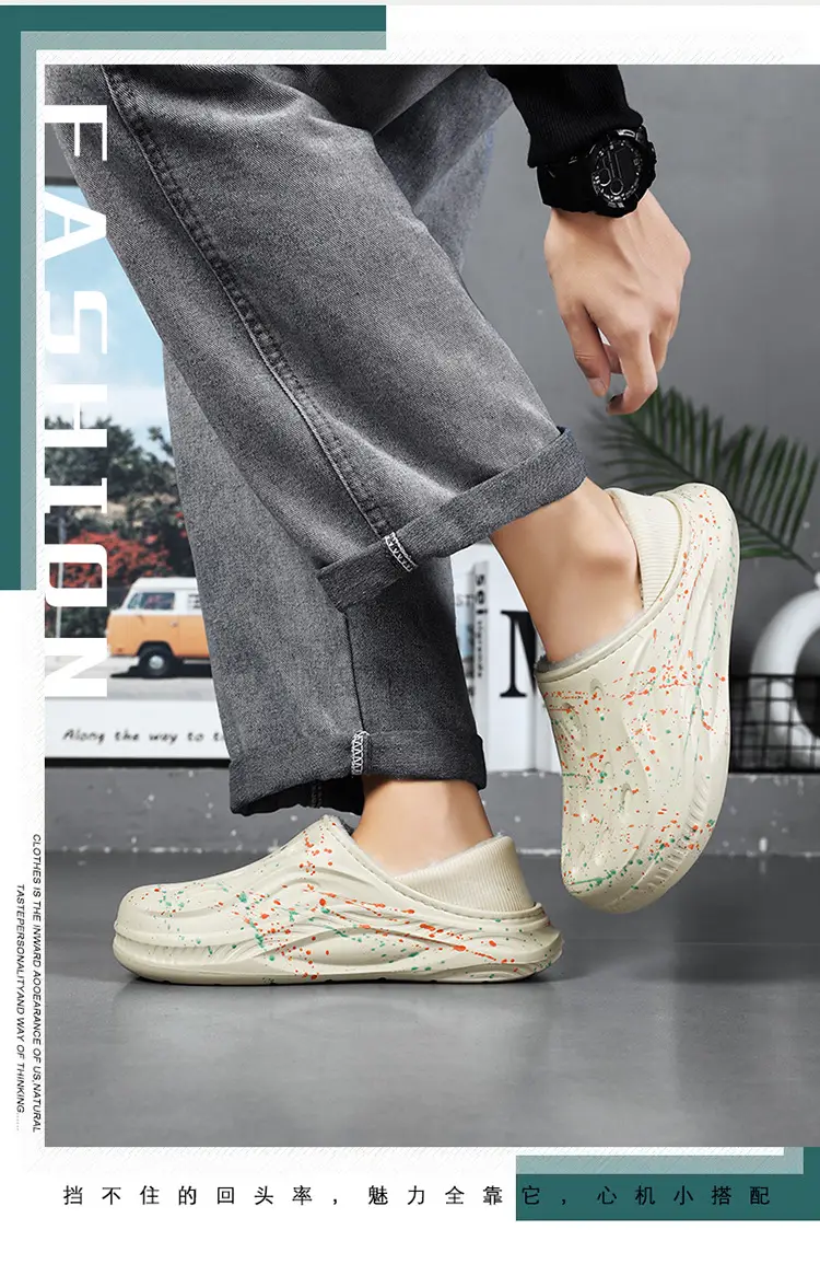 Baotou Cotton Slippers Men's Winter Waterproof Anti-Slip Fleece-Lined Thickeneded Bag Heel Soft Bottom Sports Indoor Student Warm Cotton Shoes — feature 4