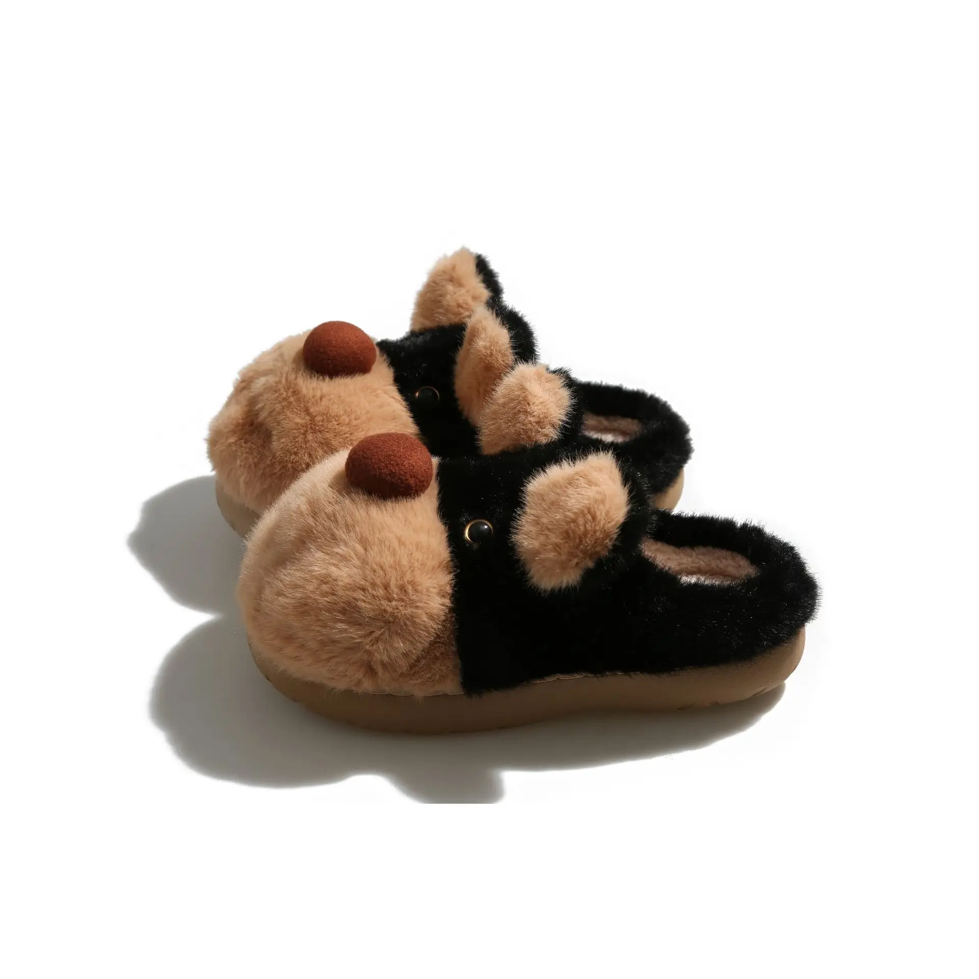 Cute Bee Fluffy Slippers for Women Winter Warm
